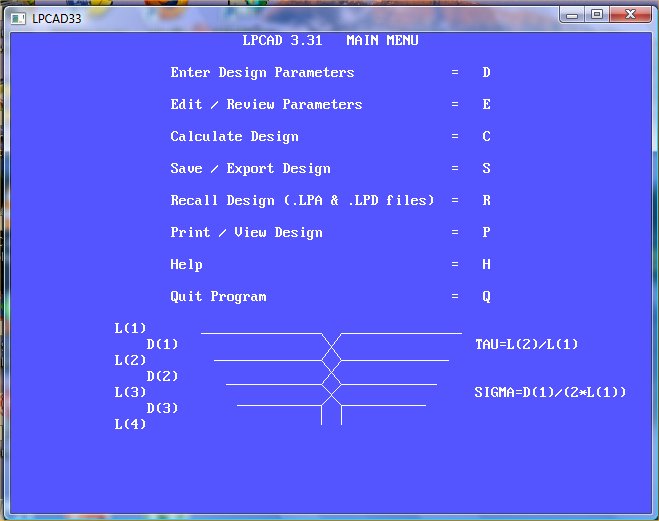 LPCAD main menu